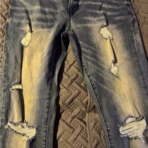 Men's Distressed Blue Jeans